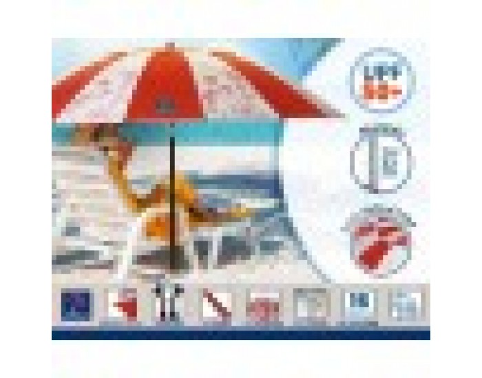 Плажен чадър Червен Ø 220 cm SPF50+ Военен