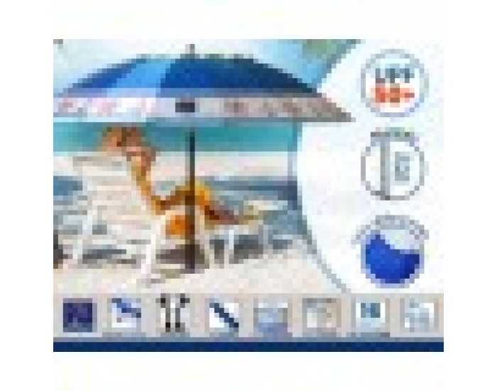 Плажен чадър Син Ø 240 cm SPF50+ Котва