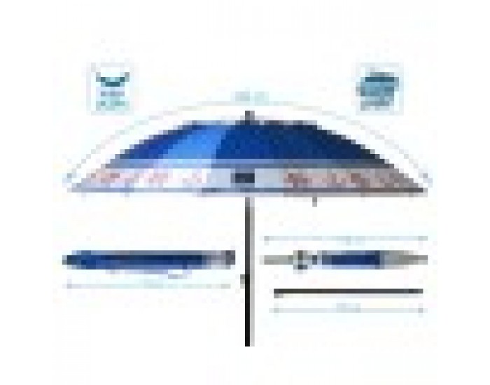 Плажен чадър Син Ø 240 cm SPF50+ Котва