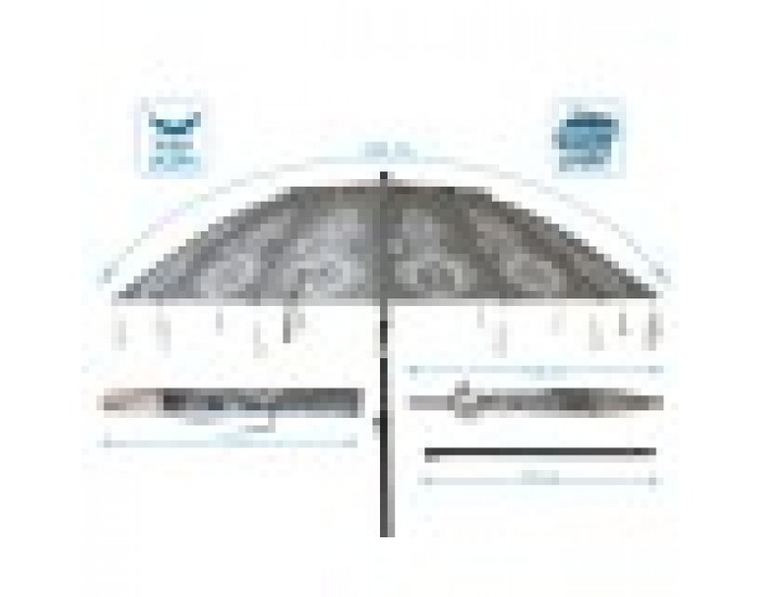 Плажен чадър Сив Ø 240 cm SPF50+ Boho