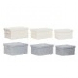 Комплект Декоративни Кутии Home ESPRIT Сив Сметана 40 x 30 x 20 cm 3 Части (2 броя) - Кутии, Органайзери и Други продукти за съхранение
