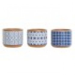 Саксия Home ESPRIT Син Бял Цимент 12 x 12 x 10,5 cm (3 броя) - Стоки за Градинарство, Саксии, Системи за поливане