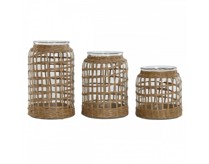 Ваза Home ESPRIT Естествен Кристал 16,5 x 16,5 x 27 cm (3 Части)