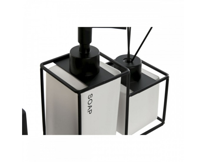 Комплект за Баня Home ESPRIT Бял Черен Метал Dolomite 14,5 x 8 x 17 cm 2 Части (2 броя)