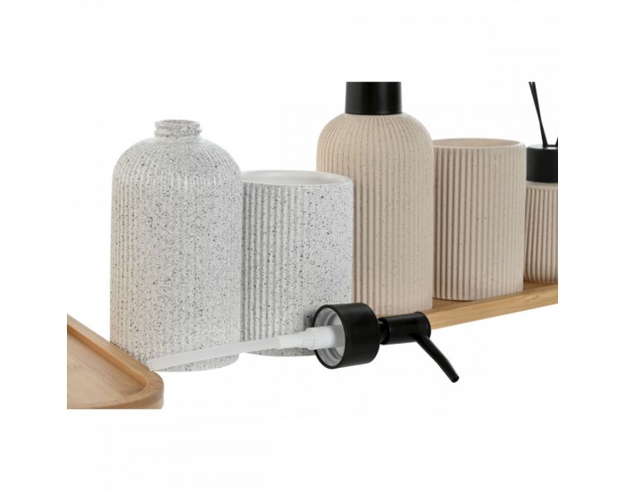 Комплект за Баня Home ESPRIT Бял Сметана Бамбук Dolomite 24 x 9 x 1 cm 4 Части (2 броя)