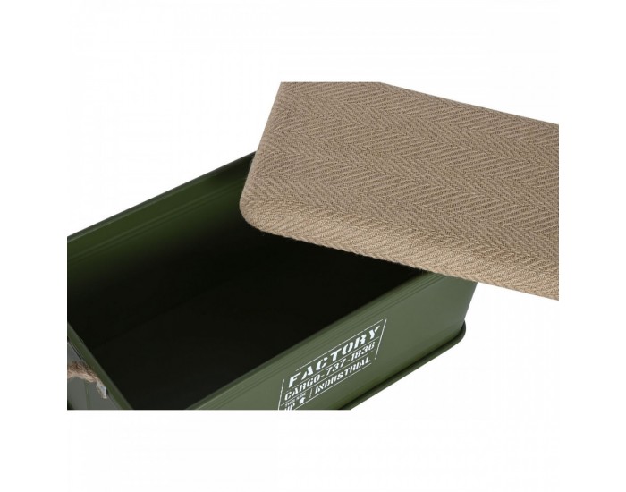 Комплект сандъци Home ESPRIT Тъмнозелено Естествен Метал Въже влакно 69 X 37 X 37,5 cm (3 броя)