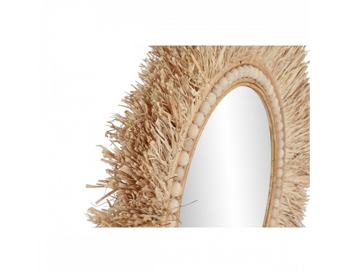 Стенно огледало Home ESPRIT Естествен Тропически 80 x 4 x 80 cm