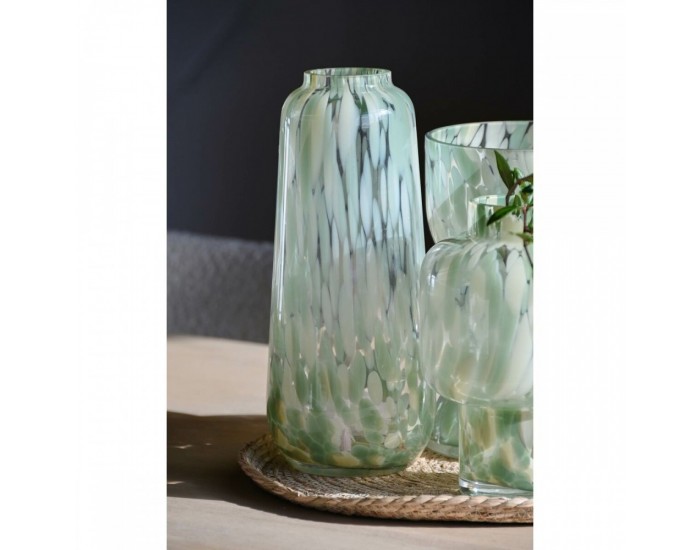 Ваза Home ESPRIT Зелен Сметана Кристал Модерен 12,5 x 12,5 x 30 cm