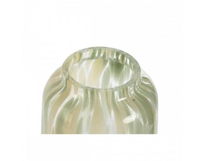 Ваза Home ESPRIT Зелен Сметана Кристал Модерен 12,5 x 12,5 x 30 cm