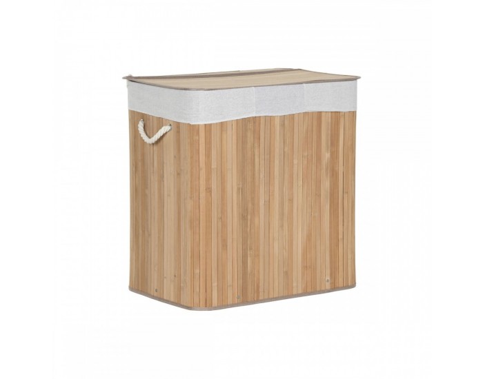 Кош за Мръсни Дрехи Home ESPRIT Бял Естествен Бамбук 140 L 60 x 40 x 60 cm