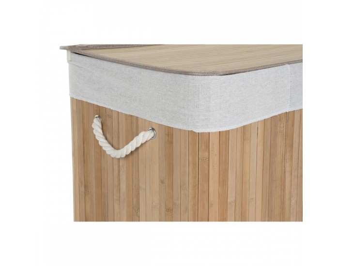 Кош за Мръсни Дрехи Home ESPRIT Бял Естествен Бамбук 140 L 60 x 40 x 60 cm