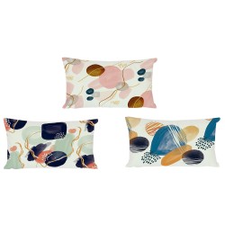 Възглавница DKD Home Decor Абстрактен Син Розов Памук лен Бял Многоцветен (3 pcs) (50 x 30 x 12 cm) - Възглавници
