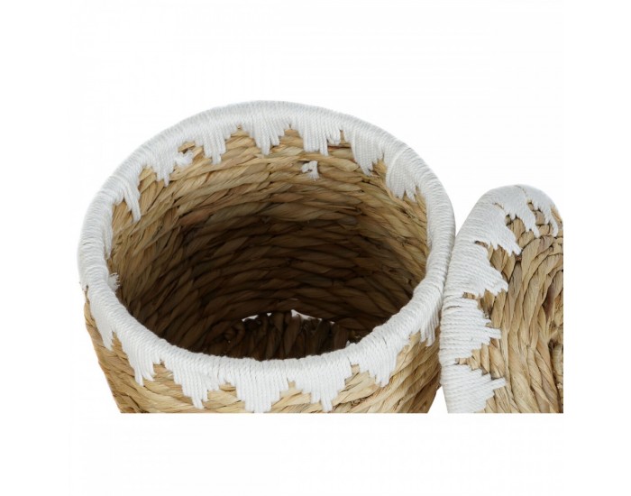 Игра на Кошници Home ESPRIT Бял Естествен Естествено влакно Boho 35 x 35 x 37 cm (2 Части)