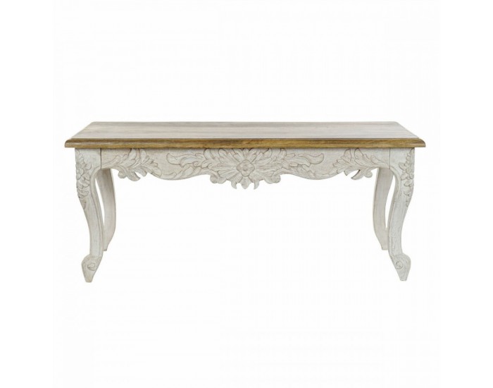 Трапезна маса DKD Home Decor Завършек със състаряващо покритие Бял Многоцветен Естествен Дървен Дърво манго 120 x 61 x 49 cm