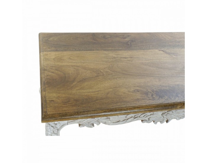 Трапезна маса DKD Home Decor Завършек със състаряващо покритие Бял Многоцветен Естествен Дървен Дърво манго 120 x 61 x 49 cm
