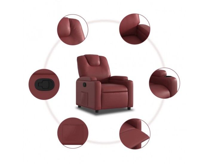 Sonata H Реклайнер стол, виненочервен, изкуствена кожа