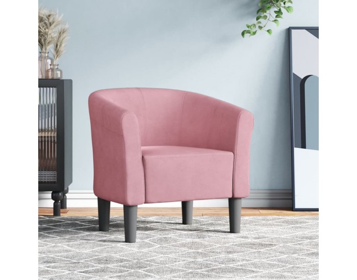 Sonata H Объл фотьойл, розов, кадифе