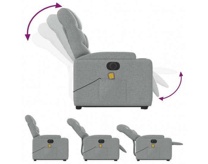 Sonata H Електрически изправящ масажен реклайнер стол светлосив текстил