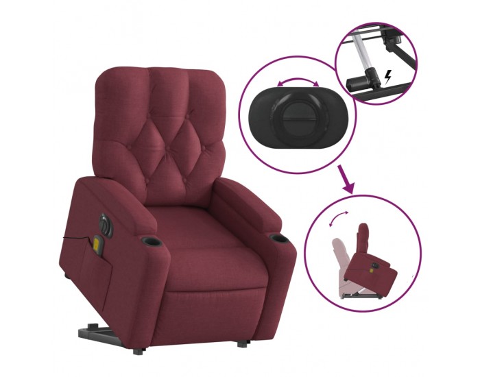Sonata H Електрически изправящ масажен реклайнер виненочервен текстил