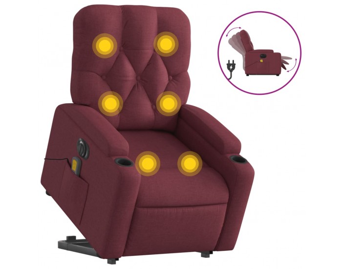 Sonata H Електрически изправящ масажен реклайнер виненочервен текстил