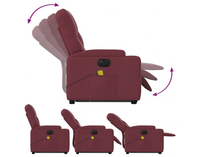 Sonata H Електрически изправящ масажен реклайнер виненочервен текстил