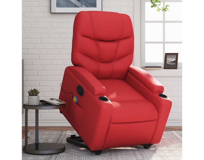 Sonata H Изправящ масажен реклайнер стол, червен, изкуствена кожа