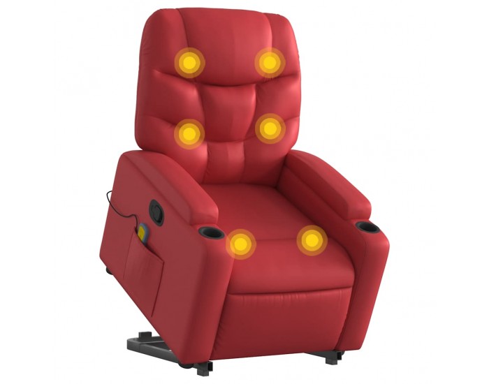 Sonata H Изправящ масажен реклайнер стол, червен, изкуствена кожа