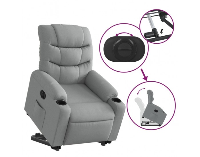 Sonata H Електрически изправящ реклайнер стол, светлосив, текстил