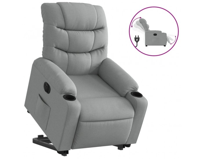 Sonata H Електрически изправящ реклайнер стол, светлосив, текстил