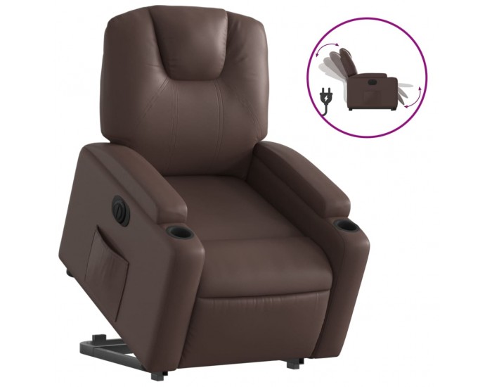 Sonata H Електрически изправящ реклайнер стол, кафяв, изкуствена кожа