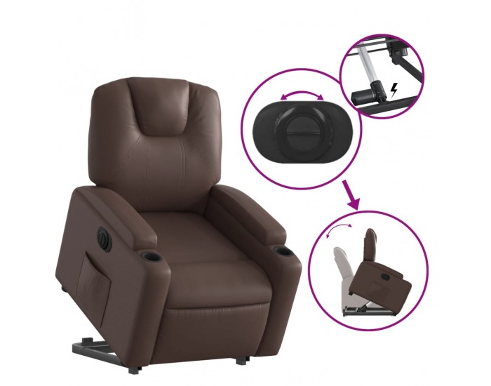 Sonata H Електрически изправящ реклайнер стол, кафяв, изкуствена кожа