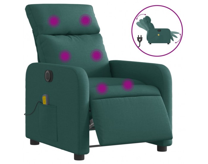 Sonata H Електрически масажен наклоняем стол, тъмнозелен, текстил