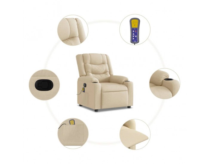 Sonata H Масажен наклоняем стол, кремав, текстил