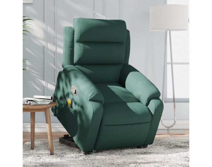 Sonata H Изправящ масажен реклайнер стол, тъмнозелена, кадифе