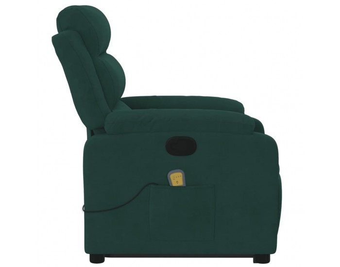 Sonata H Изправящ масажен реклайнер стол, тъмнозелена, кадифе