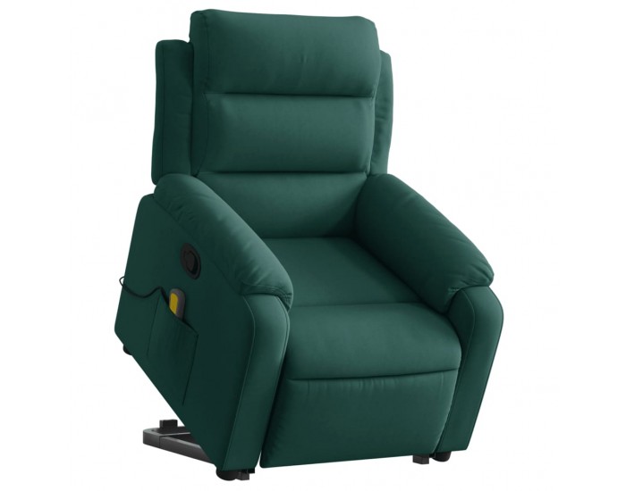 Sonata H Изправящ масажен реклайнер стол, тъмнозелена, кадифе