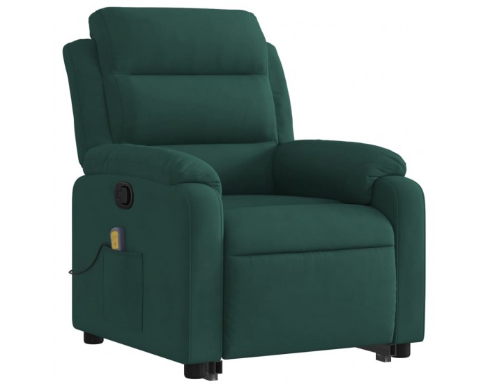 Sonata H Изправящ масажен реклайнер стол, тъмнозелена, кадифе