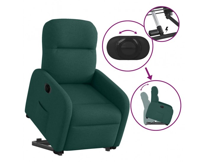 Sonata H Електрически изправящ реклайнер стол, тъмнозелен, текстил