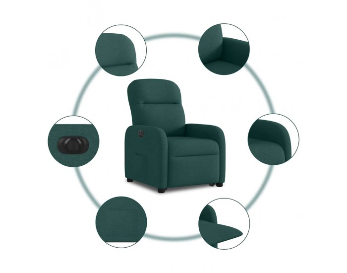 Sonata H Електрически изправящ реклайнер стол, тъмнозелен, текстил