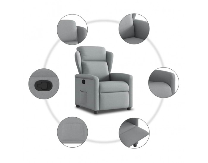 Sonata H Реклайнер стол, светлосив, текстил