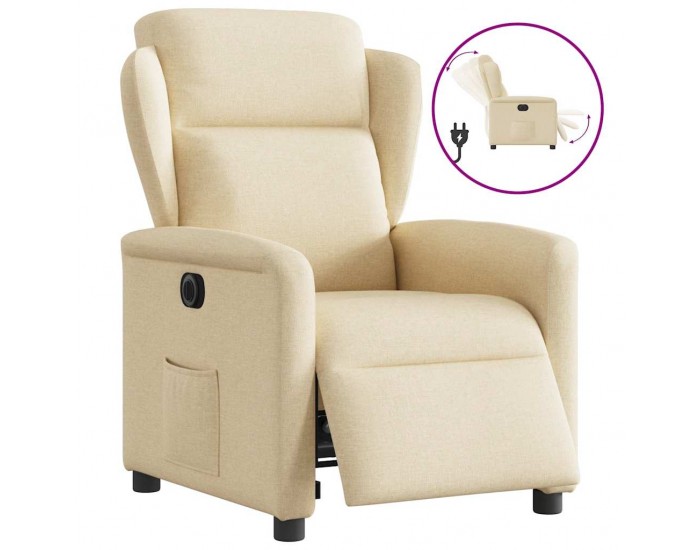 Sonata H Електрически стол реклайнер , кремав, текстил