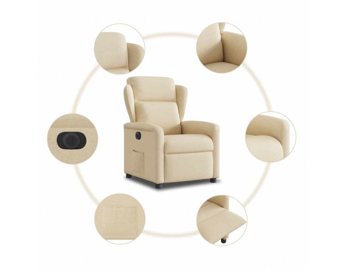 Sonata H Електрически стол реклайнер , кремав, текстил