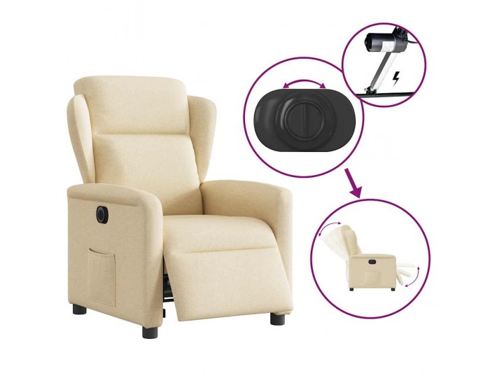 Sonata H Електрически стол реклайнер , кремав, текстил