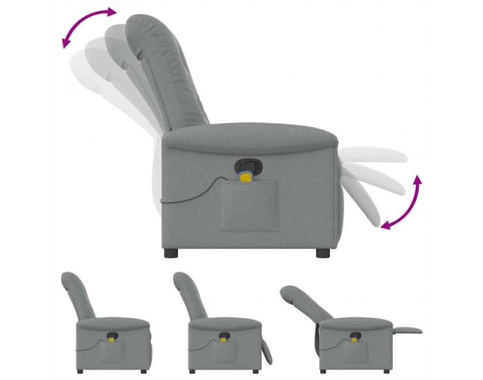 Sonata H Масажен реклайнер стол, светлосив, текстил