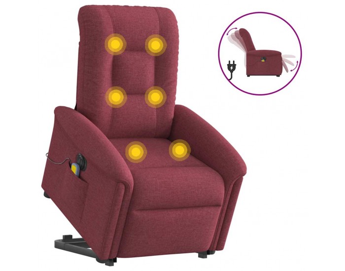 Sonata H Електрически изправящ масажен реклайнер виненочервен текстил