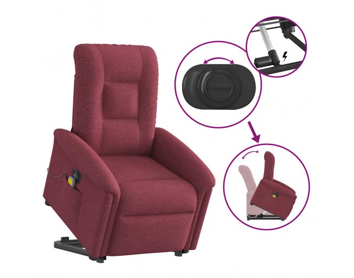 Sonata H Електрически изправящ масажен реклайнер виненочервен текстил