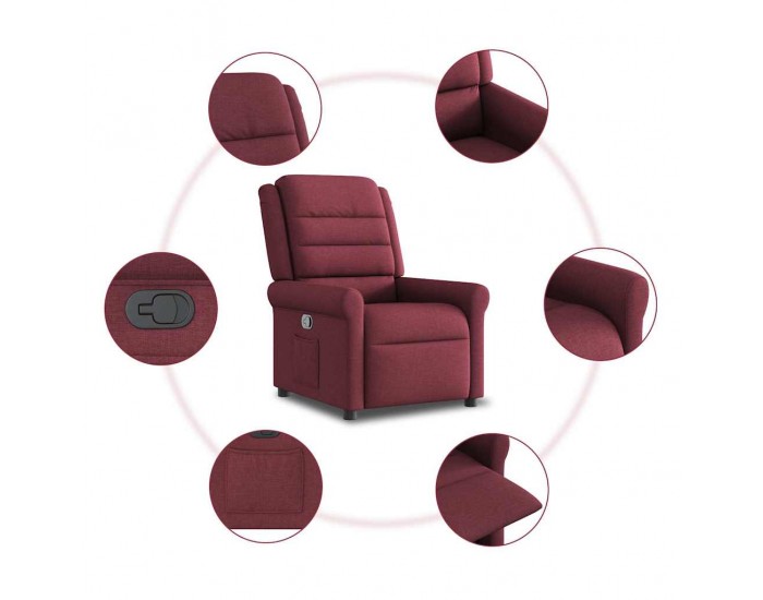 Sonata H Стол реклайнер, виненочервен, текстил