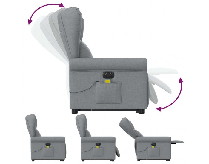 Sonata H Електрически изправящ масажен реклайнер стол светлосив текстил