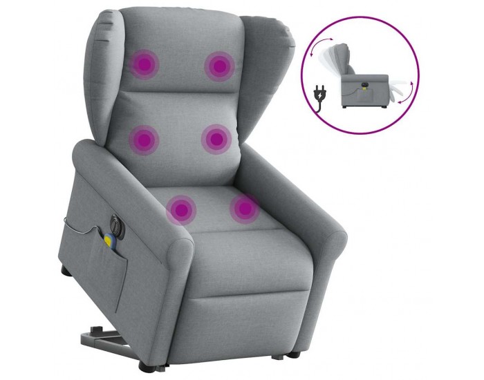 Sonata H Електрически изправящ масажен реклайнер стол светлосив текстил