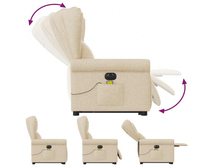 Sonata H Електрически изправящ масажен реклайнер стол кремав текстил